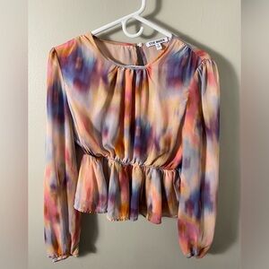 Steve Madden pink tie dye long sleeve crop top Small